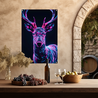 Neon hert in futuristisch lichtontwerp tuinposter