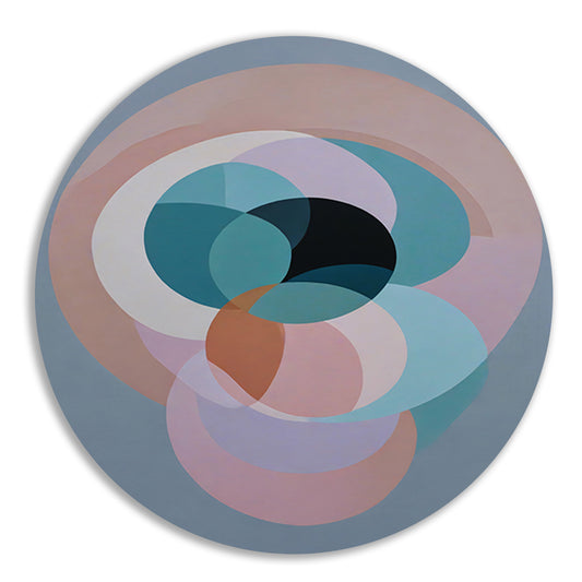 Overlappende Cirkels in Pastelkleurige Tinten aluminium muurcirkel