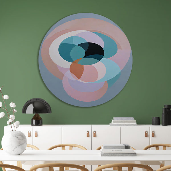 Overlappende Cirkels in Pastelkleurige Tinten aluminium muurcirkel