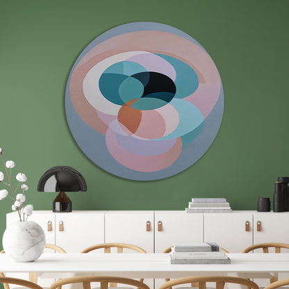 Overlappende Cirkels in Pastelkleurige Tinten aluminium muurcirkel