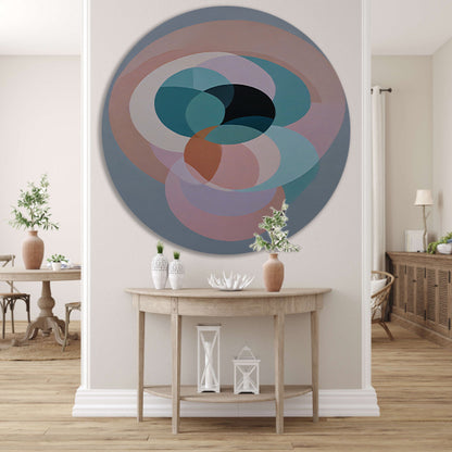 Overlappende Cirkels in Pastelkleurige Tinten aluminium muurcirkel