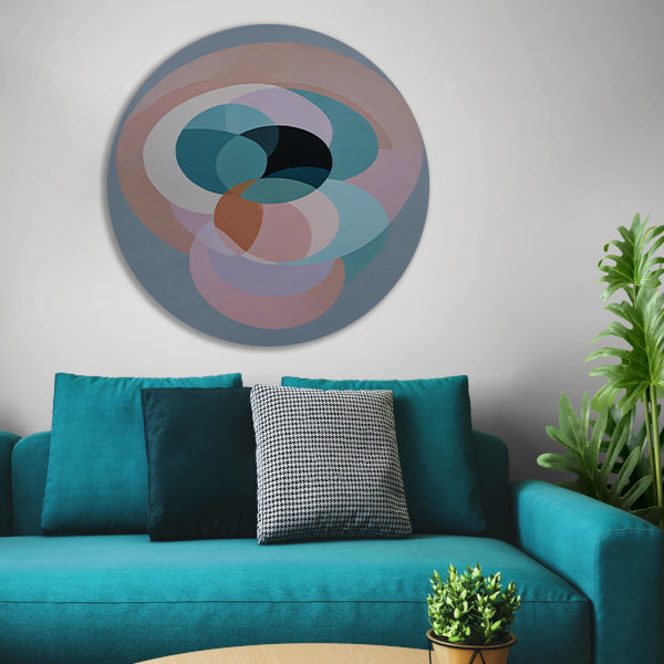 Overlappende Cirkels in Pastelkleurige Tinten aluminium muurcirkel