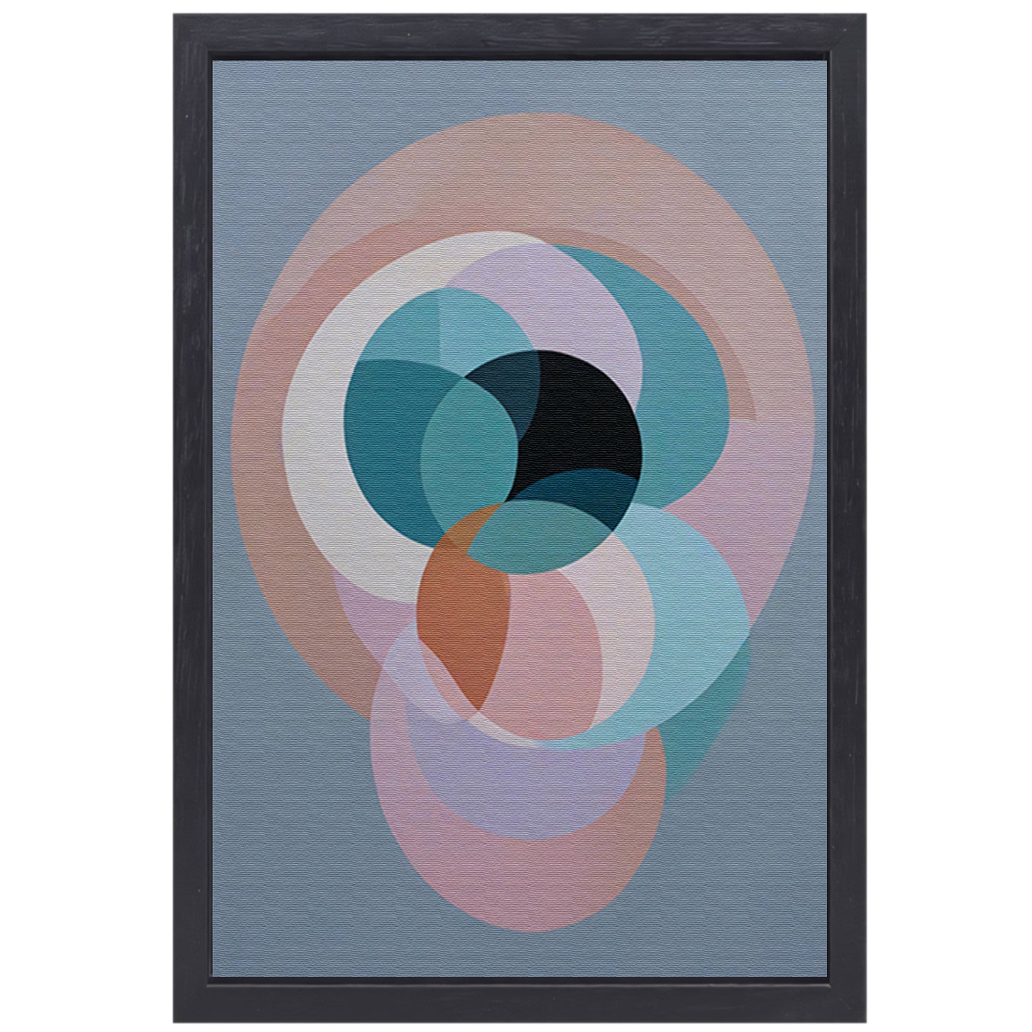 Overlappende Cirkels in Pastelkleurige Tinten canvas met baklijst
