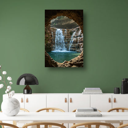 Waterval door Stenen Raam in Natuur poster