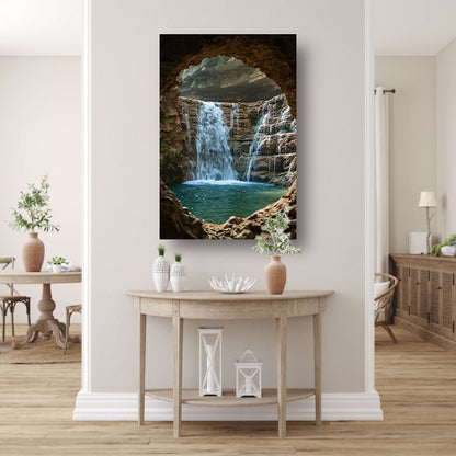 Waterval door Stenen Raam in Natuur canvas