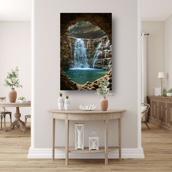 Waterval door Stenen Raam in Natuur acrylglas