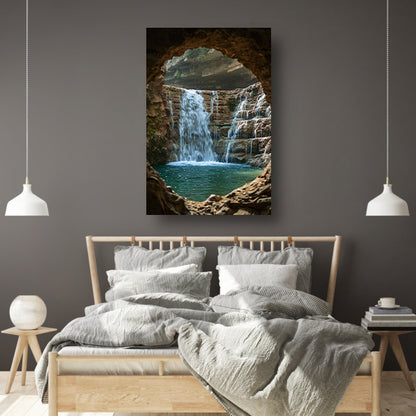 Waterval door Stenen Raam in Natuur acrylglas