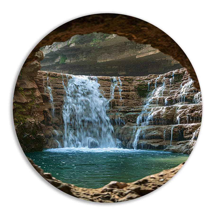 Waterval door Stenen Raam in Natuur forex muurcirkel