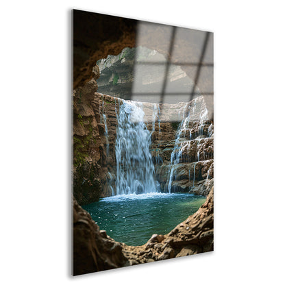 Waterval door Stenen Raam in Natuur acrylglas