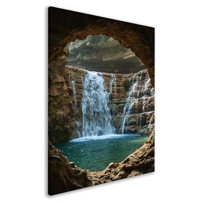 Waterval door Stenen Raam in Natuur canvas