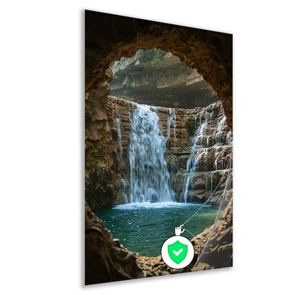 Waterval door Stenen Raam in Natuur poster