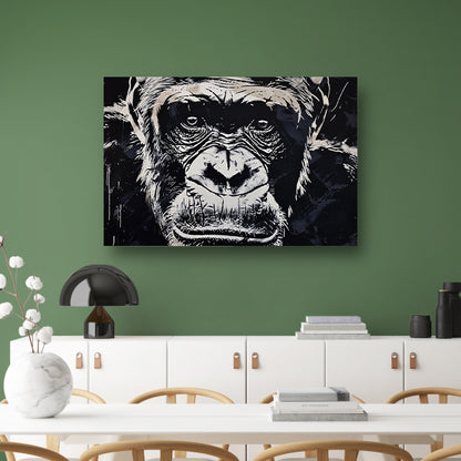 Gedetailleerde zwart-wit aap portretkunst canvas