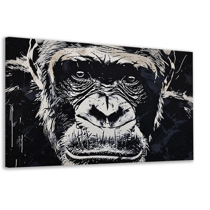 Gedetailleerde zwart-wit aap portretkunst canvas