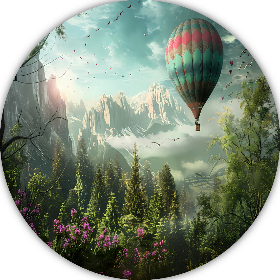 Luchtballonvaart boven bos en bergen forex muurcirkel