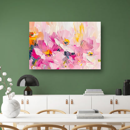 Abstracte bloemenveld met kleurrijke penseelstreken poster