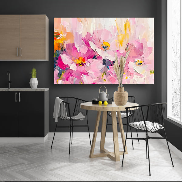 Abstracte bloemenveld met kleurrijke penseelstreken poster