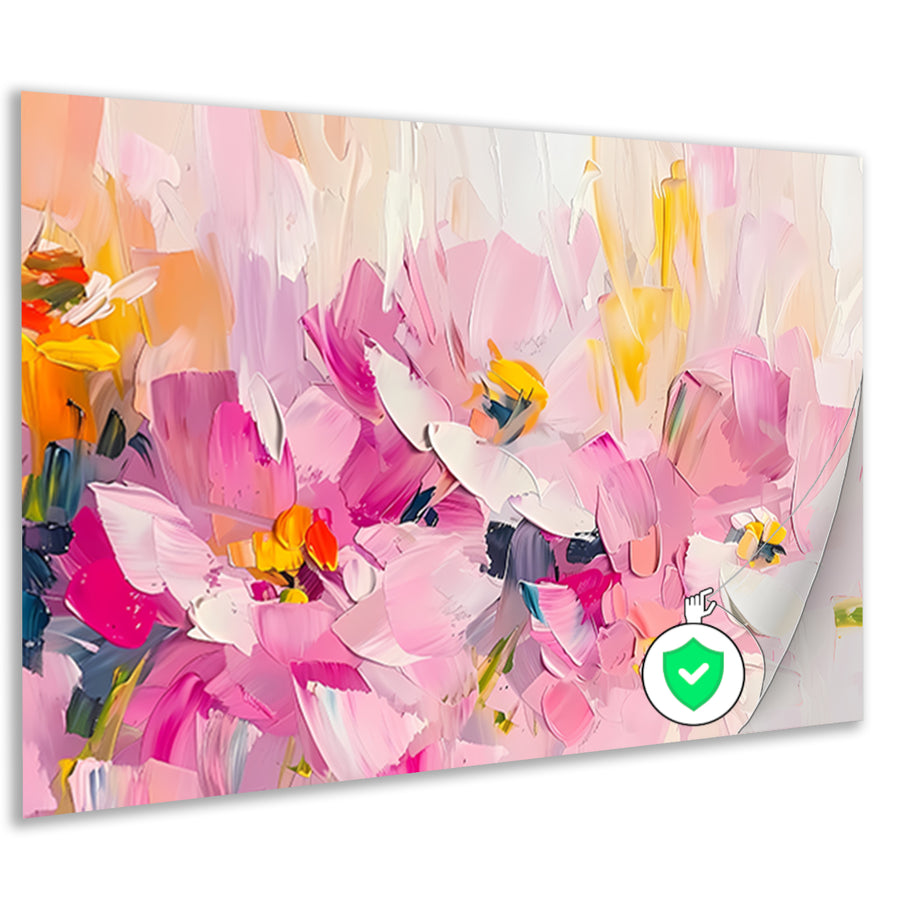 Abstracte bloemenveld met kleurrijke penseelstreken poster