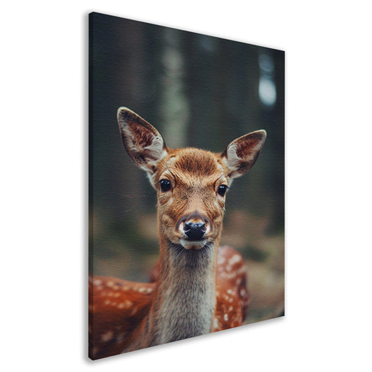 Jonge hert in zonnig bos canvas