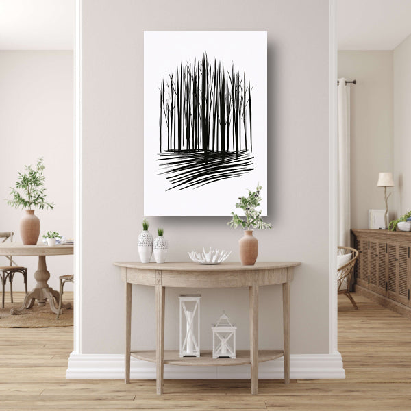 Minimalistische Zwart-Witte Bomenlijn Kunst canvas