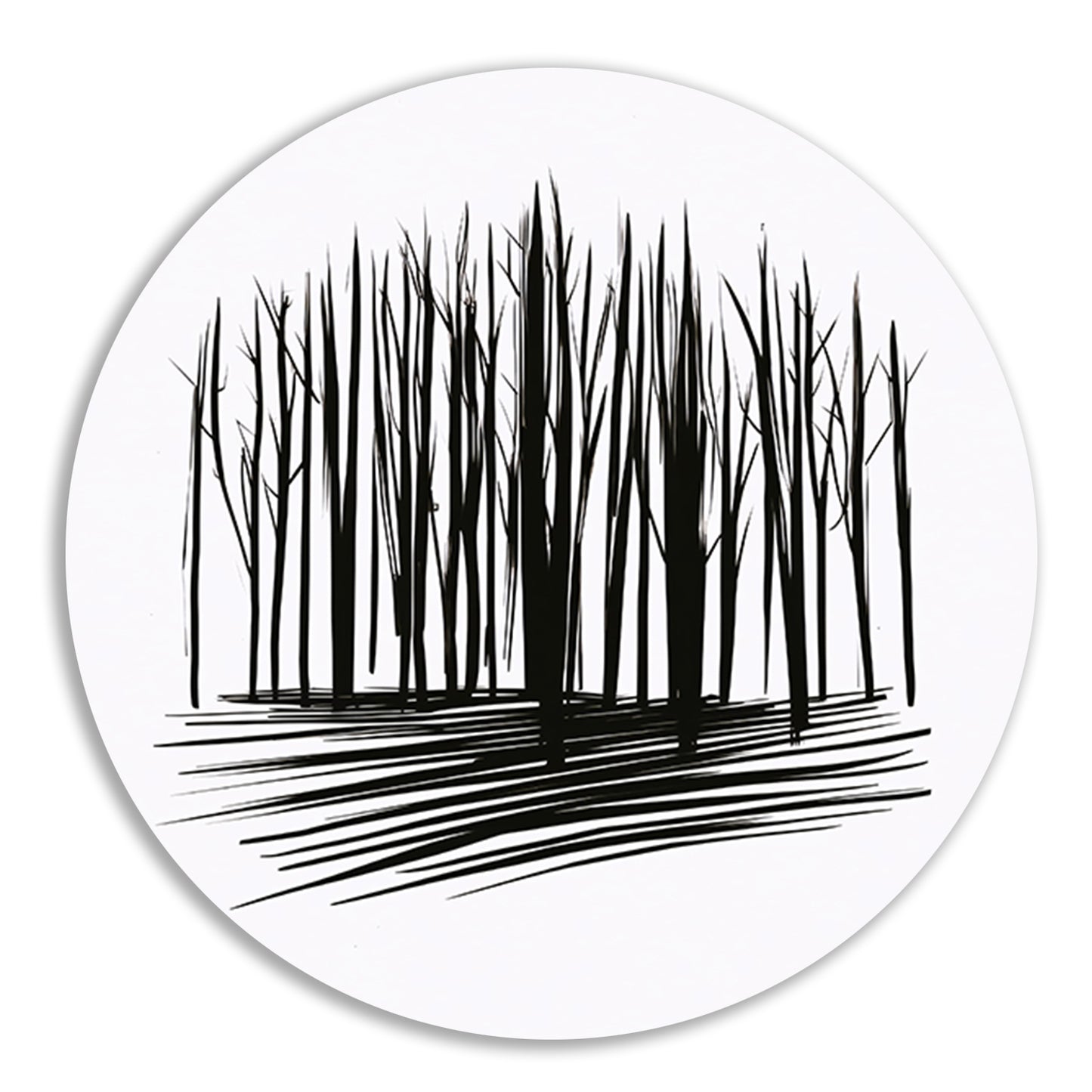 Minimalistische Zwart-Witte Bomenlijn Kunst forex muurcirkel
