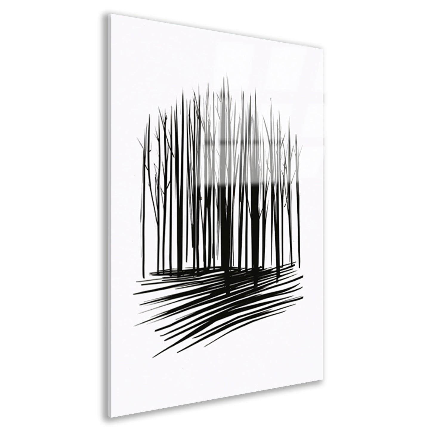Minimalistische Zwart-Witte Bomenlijn Kunst acrylglas