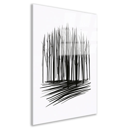 Minimalistische Zwart-Witte Bomenlijn Kunst acrylglas