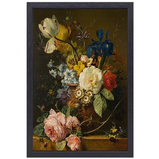 Bloemstilleven - Georgius Jacobus Johannes van Os canvas met baklijst