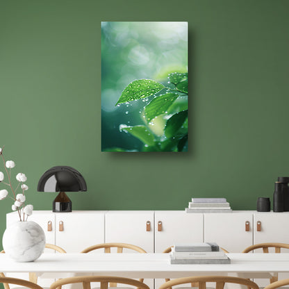 Blad met Waterdruppels in Zonlicht canvas