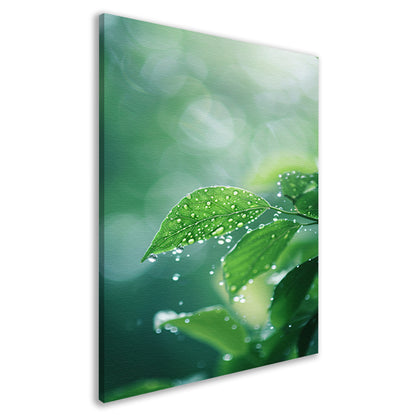 Blad met Waterdruppels in Zonlicht canvas