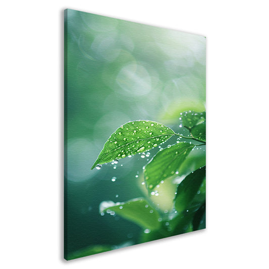 Blad met Waterdruppels in Zonlicht canvas
