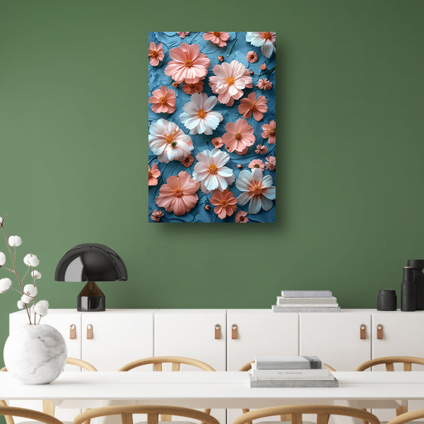 Abstract Bloemen in Blauw poster