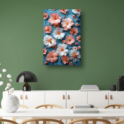 Abstract Bloemen in Blauw poster