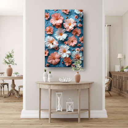 Abstract Bloemen in Blauw canvas