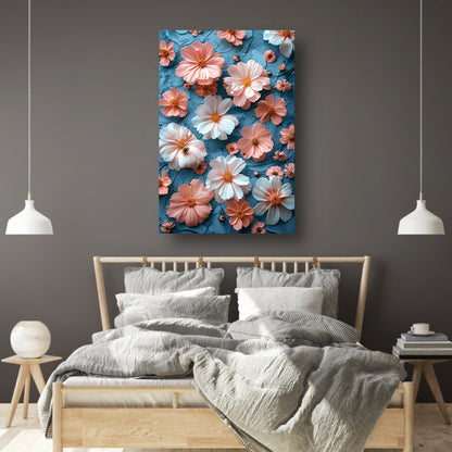 Abstract Bloemen in Blauw canvas