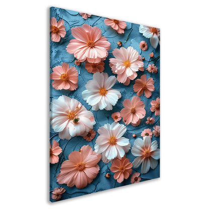 Abstract Bloemen in Blauw canvas
