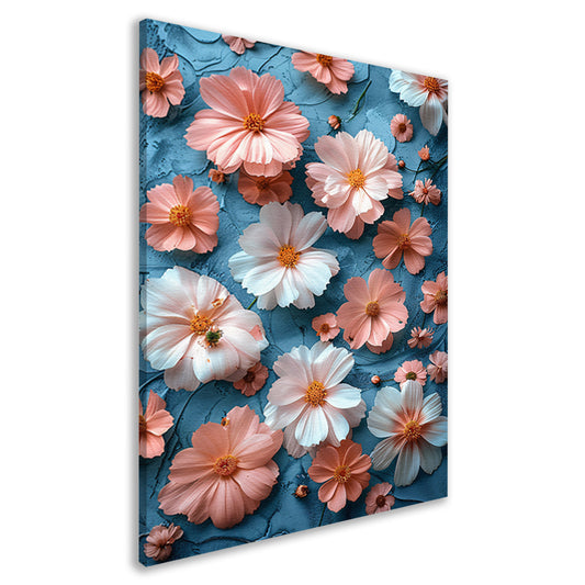 Abstract Bloemen in Blauw canvas
