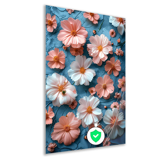 Abstract Bloemen in Blauw poster