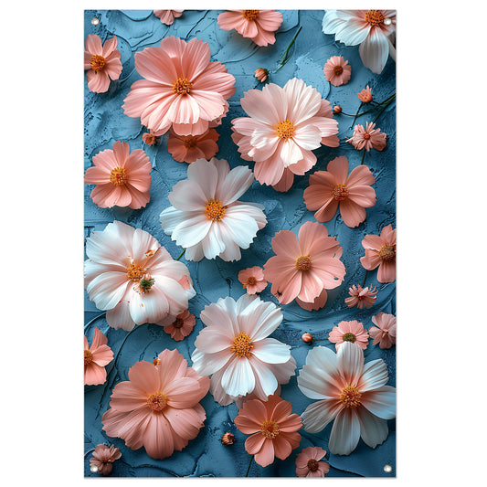 Abstract Bloemen in Blauw tuinposter