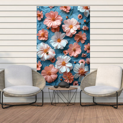 Abstract Bloemen in Blauw tuinposter