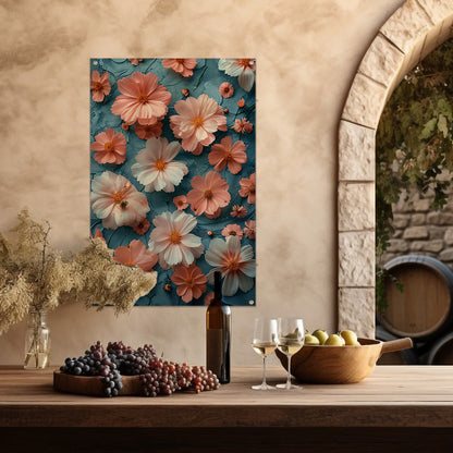 Abstract Bloemen in Blauw tuinposter