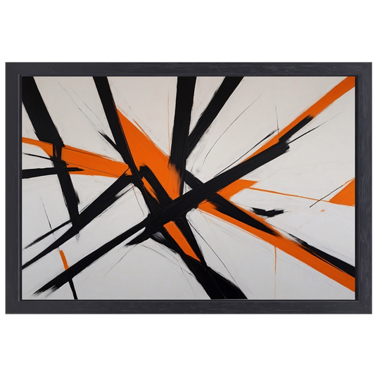 Dynamische Zwarte Lijnen met Oranje Accenten canvas met baklijst