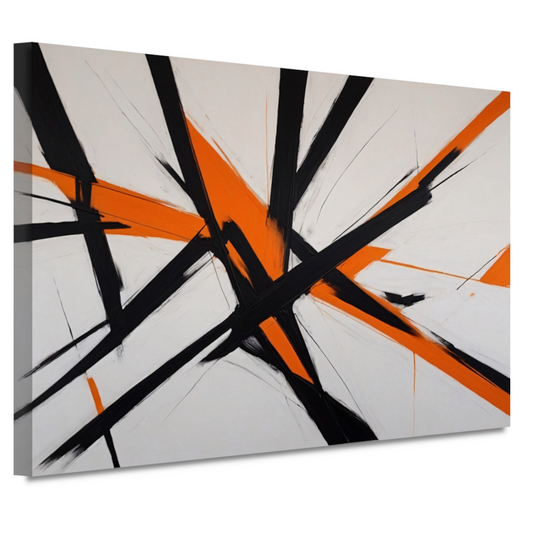 Dynamische Zwarte Lijnen met Oranje Accenten canvas