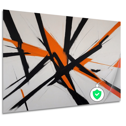 Dynamische Zwarte Lijnen met Oranje Accenten poster