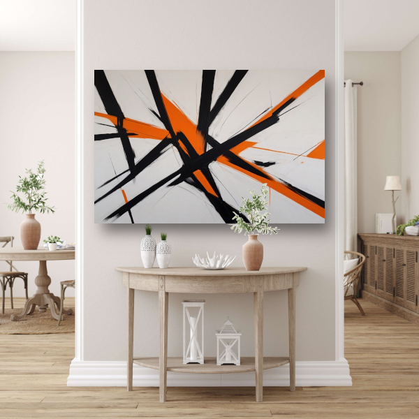 Dynamische Zwarte Lijnen met Oranje Accenten poster