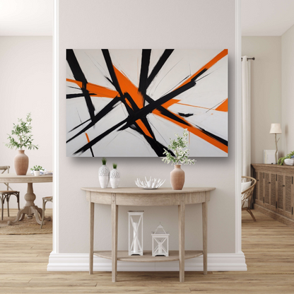Dynamische Zwarte Lijnen met Oranje Accenten poster