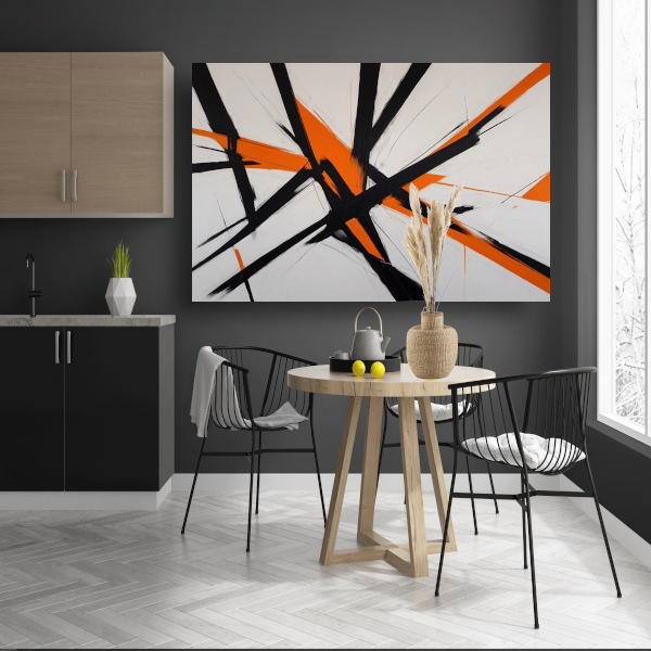 Dynamische Zwarte Lijnen met Oranje Accenten poster