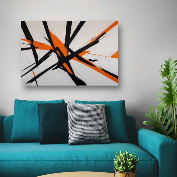 Dynamische Zwarte Lijnen met Oranje Accenten poster