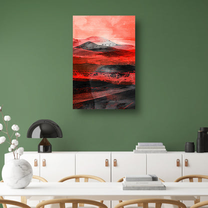 Abstract dynamisch woestijnlandschap met bergen poster