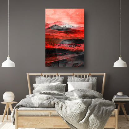 Abstract dynamisch woestijnlandschap met bergen poster