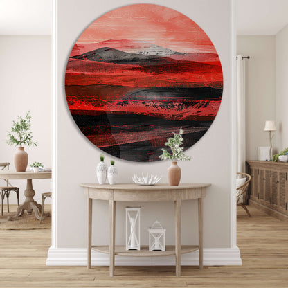 Abstract dynamisch woestijnlandschap met bergen forex muurcirkel